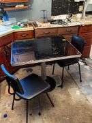 Kitchen: Vintage Lament Top Kitchen Table with 2 Chairs