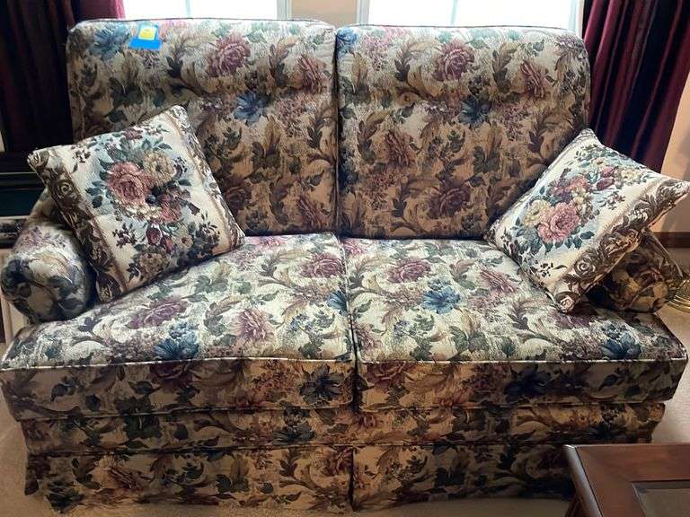 Living Room: 55x33” Floral Love Seat by Lancer