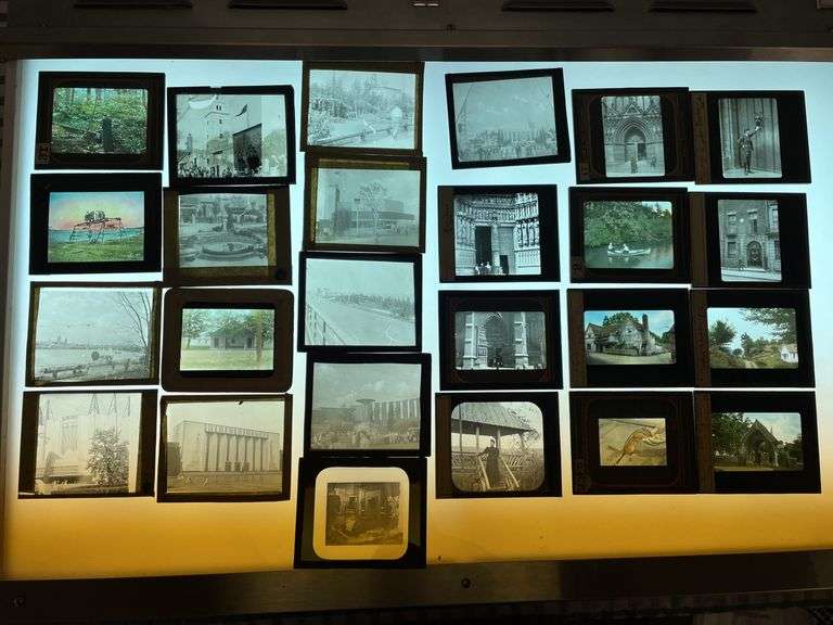 A lot of lantern slides. Nice variety.