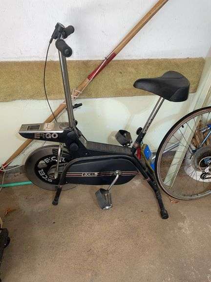 Garage. Ergo excel stationary bike.