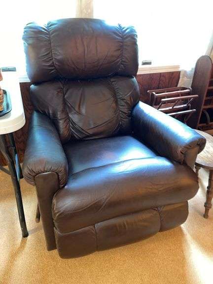 Then. La-Z-Boy O’Rourke recliner. Leather .Some loss. Indecent condition.