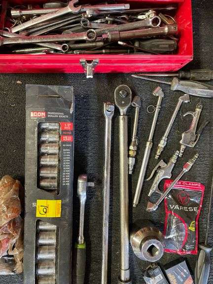 Nice lot of hand tools torque wrench, miscellaneous wrenches and sockets, including new in the box icon metric socket set