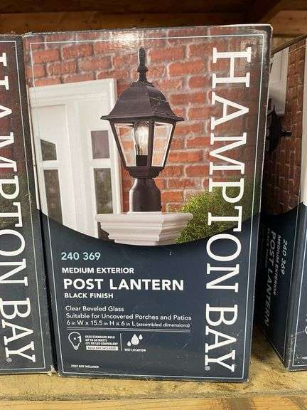 Three Hampton Bay post lanterns, new inbox with miscellaneous floral