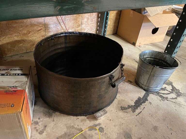 Contents of four post shelving includes oil, change, accessories, and filters for big machinery, miscellaneous hardware, fittings, scrap metal. Take what you want and leave the rest.