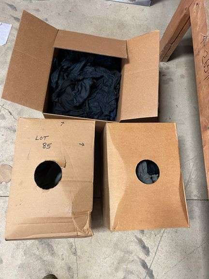 Lot of three partially full boxes of cut shop towels