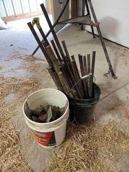 Metal stakes and trowels.