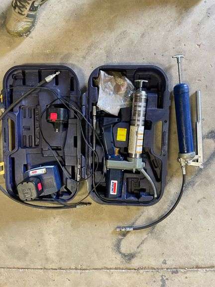 Grease guns including Lincoln rechargeable.