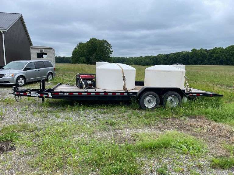 2023 rolls rite model 18KP22TE 22 foot tandem axle 18,000 pound. GVWR equipment trailer. Gravity 17 foot tilt with 5 foot stationary deck section. Wood deck with dovetail. Low profile type trailer. Pintle hitch. Trailer only. VIN number 1R9PT2227PM356069.-$1,000 Credit Card Deposit. Balance by Cash, Certified Check or ACH within 48 hours after sale.-See Documents for Certificate of Origin
