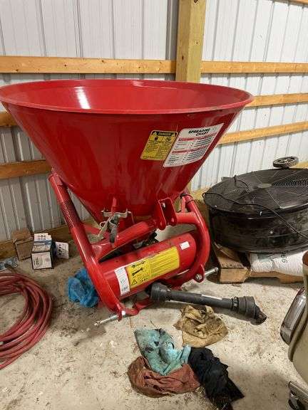 Tartar spreader and seeder with metal tub. 850 pound. 55 gallon capacity. With a hook up. Made in Italy.