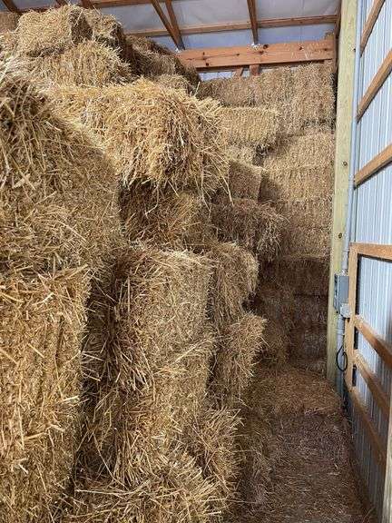 Approximately 400 to 500 straw bales in barn. Appears dry kept in modern garage. Easy loadout does not include anything else.