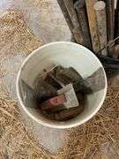 Metal stakes and trowels.