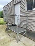Single axle construction trailer. Approximately 8‘ x 24‘. Wired for electric and AC. Interior needs work/finished. Shell only. Vinyl sided. With steps. not sure of ball size