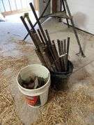 Metal stakes and trowels.