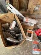 A lot of chainsaw, blades, tool and miscellaneous accessories