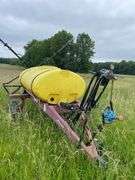 Demco model HCM. 300 gallon tub pull behind pesticide sprayer.