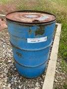 500 gallon diesel fuel storage tank with electric pump. Also includes extra nozzle and 50 gallon drum that might contain 15 W 40 motor oil in a small quantity. Float on this unit indicates that it is full. Inspect at preview.