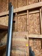 Nice lot of black pipe, track, boards, plow discs misc