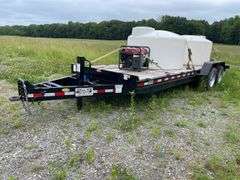 2023 rolls rite model 18KP22TE 22 foot tandem axle 18,000 pound. GVWR equipment trailer. Gravity 17 foot tilt with 5 foot stationary deck section. Wood deck with dovetail. Low profile type trailer. Pintle hitch. Trailer only. VIN number 1R9PT2227PM356069.-$1,000 Credit Card Deposit. Balance by Cash, Certified Check or ACH within 48 hours after sale.-See Documents for Certificate of Origin