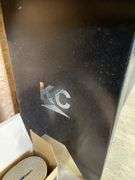 90x26” heavy duty work table by KC. With back splash top and lower shelf with back splash