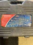 Crescent three-quarter inch drive standard ratchet set in box.