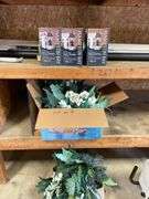 Three Hampton Bay post lanterns, new inbox with miscellaneous floral