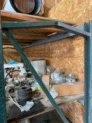 heavy duty four post shelving unit 78 inches tall by 110 inches wide by 36 inches deep. This shelving unit is bent in one section but appears to be holding fast. You will need to coordinate the removal of the contents of the shelving unit.