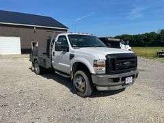 2008 Ford F350 super duty cab. 231,301 miles. Welding truck. 6.8 L Triton V 10 gasoline engine. Manual transmission. Door wheels. Steel flatbed set up for welding rig with toolboxes and vice. Rear hitch. Four-wheel-drive. 13,000 pound GVWR. VIN No. 1FDWF37YXAED29529. Includes Lincoln electric SAE 300 MP welder with accessories and cutting torch/tanks.  -$1,000 Credit Card Deposit. Balance by Cash, Certified Check or ACH within 48 hours after sale. (We drove this approx 5 miles from other site. Ready to work)