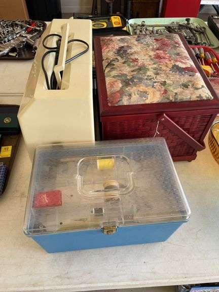 Sewing machine, sewing box and sewing essentials