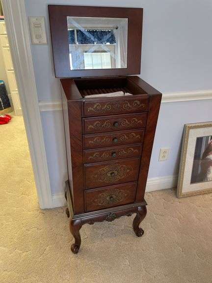 Exceptional stenciled traditional jewelry stand.