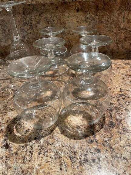 Basement. Decanters cognac glasses miscellaneous.