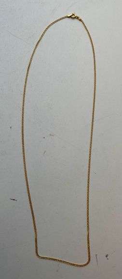 Necklace engraved 10 K on clasp. 1.3 g total weight.