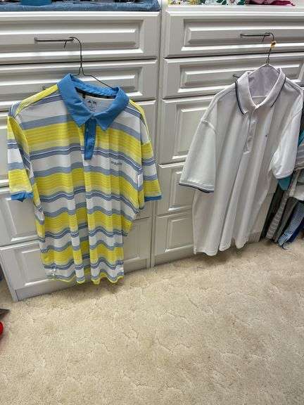 Contents of master bedroom closet includes men’s extra large shirts, xl Golf shirts, men’s 38 inch waist, slacks, salmon colored leather coat, sweaters, hats, ties, ladies, shoes, ladies, clothing, size, large, sweaters, some books. Take what you want. Leave the rest.