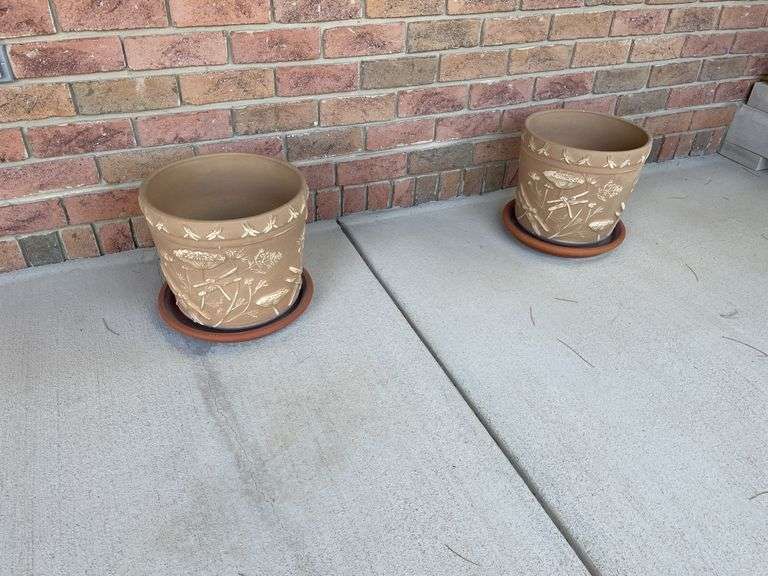 Front porch: Heavy stoneware Planters. By the piece times bid