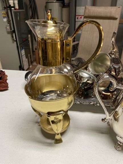 Plated tea set and misc