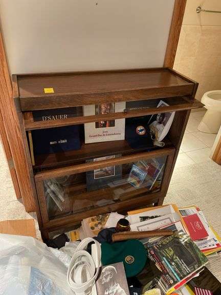 Nice too high barrister style bookcase does not include contents