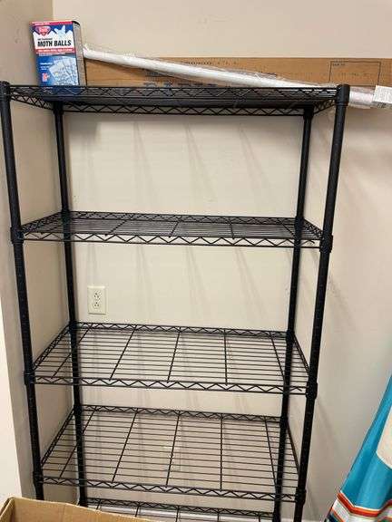 36 inch wide black metal shelf