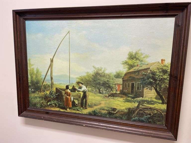 Print of villagers at well