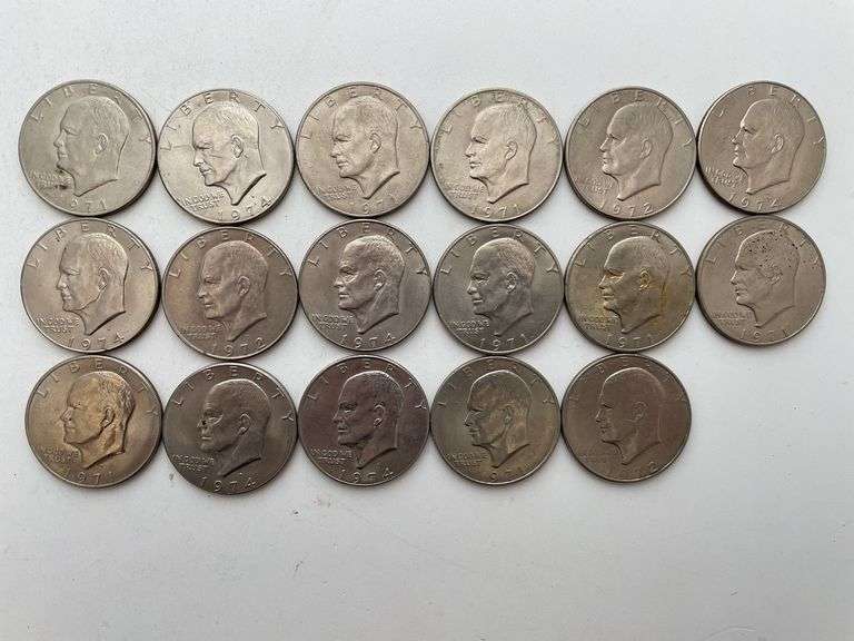 (17) Eisenhower dollar pieces