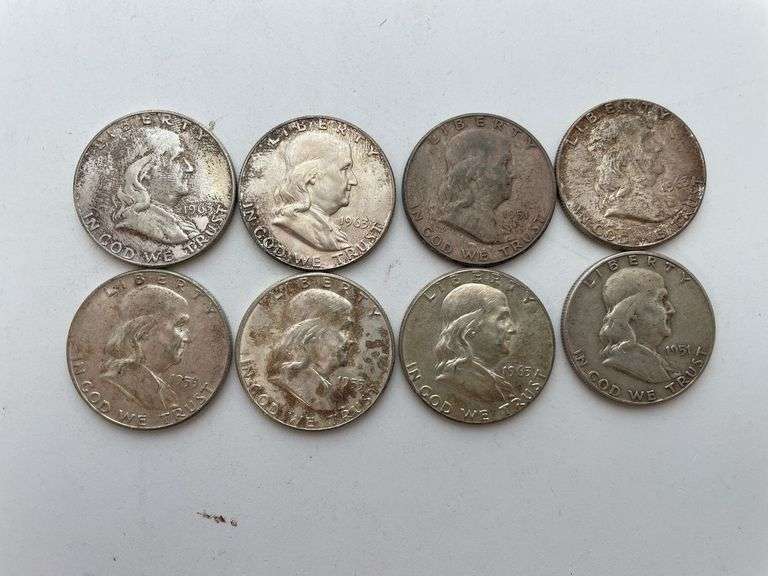 (8) Franklin half dollars-NO SALES TAX