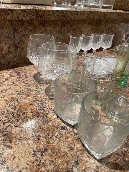 Basement. Highball glasses shot glasses miscellaneous.