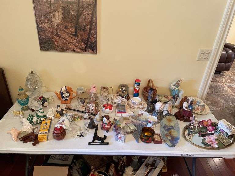 Then. Enormous lot of decor pieces. Treasures abound. Entire table top.