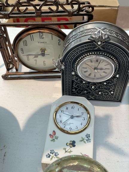 Living room. Collection of clocks and miscellaneous.
