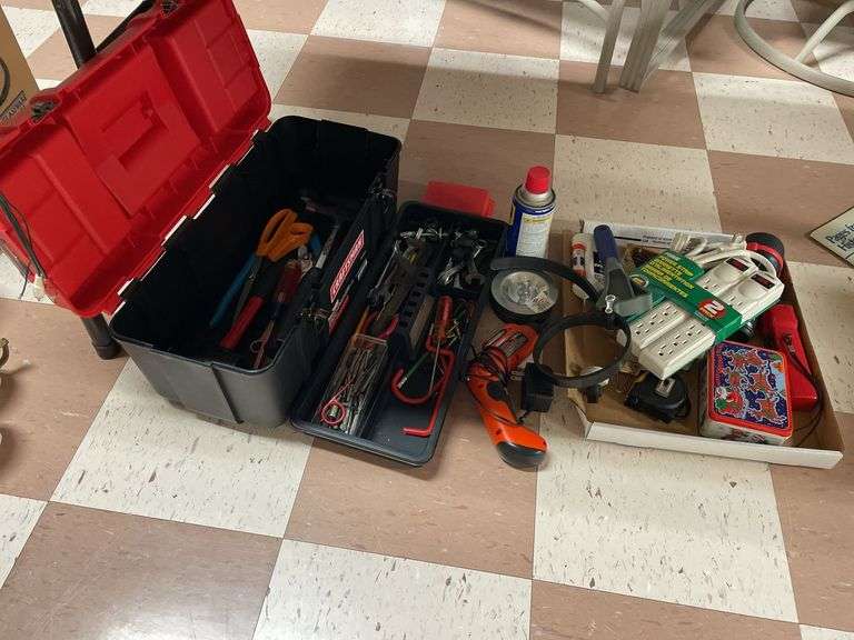 Household toolbox, miscellaneous tools.