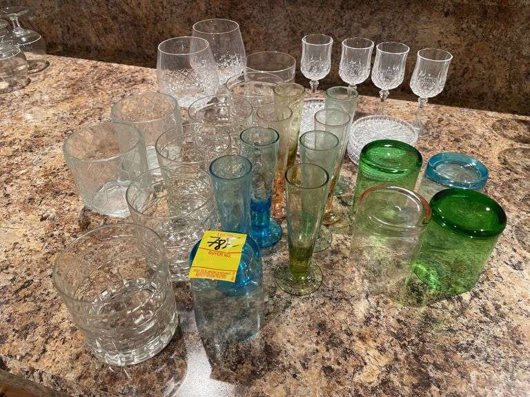 Basement. Highball glasses shot glasses miscellaneous.
