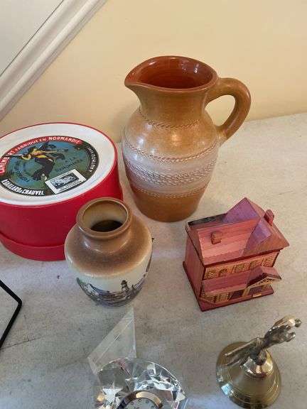 Entryway. Large lot of collectibles and decor. Includes Disney & Pottery