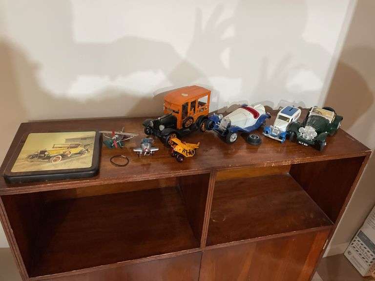 Basement. Lot of collectible cars, and planes.