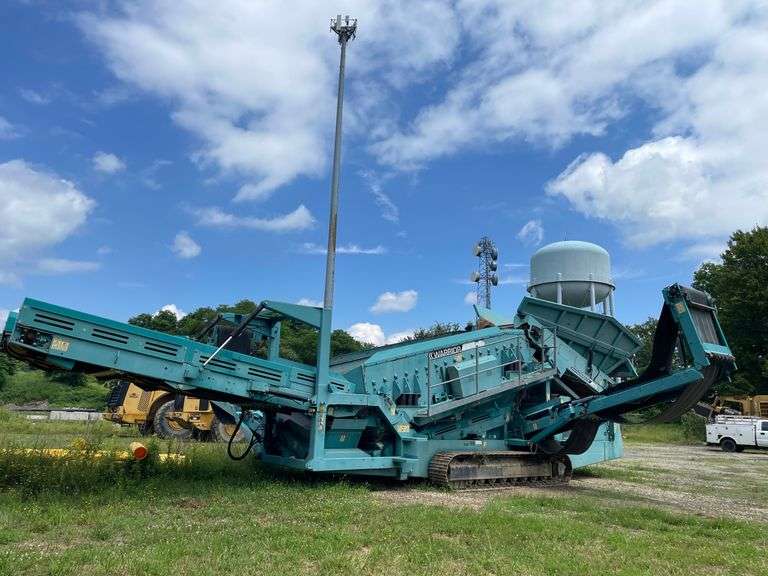 2013 Terex warrior 1800 portable tracked power screener. Diesel engine driven plant. Hydraulic wing conveyor. 416 Hours. Original Hours.ID number PID00123ADGD26434. Running at Set Up - $1000 deposit. balance in ACH or certified check within 48 hours of auction close
