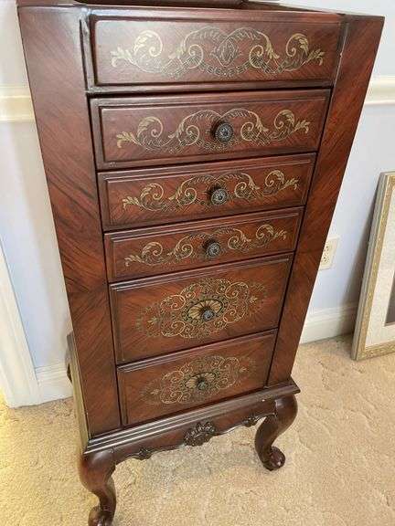 Exceptional stenciled traditional jewelry stand.