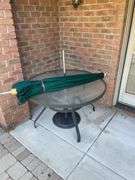 Outdoor set includes four chairs and round table also includes three miscellaneous outdoor side chairs