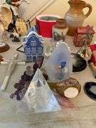 Entryway. Large lot of collectibles and decor. Includes Disney & Pottery